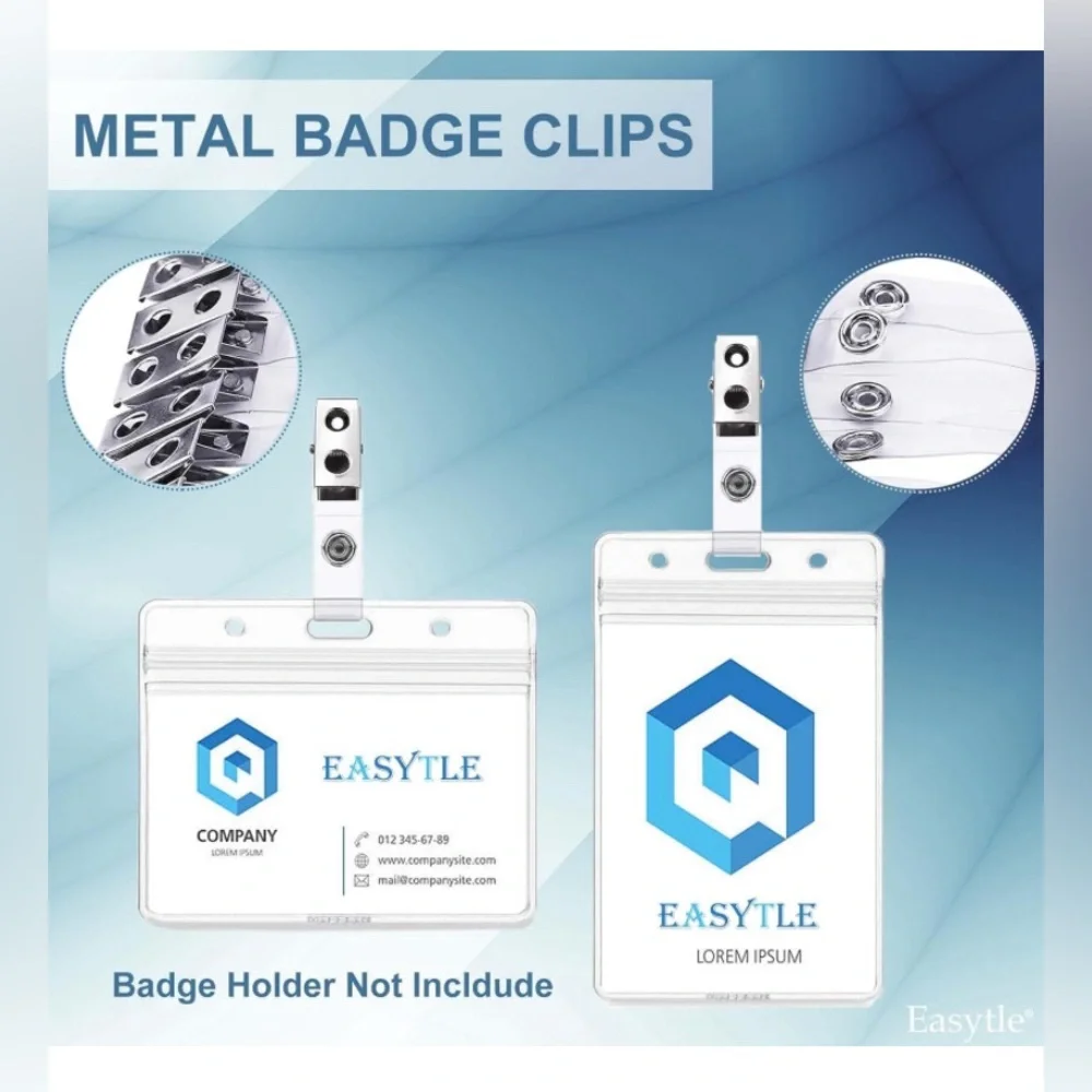 New 28 Pcs Metal Badge Clips with Clear PVC Straps ID Strap Clip ID Badge Clip